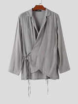 Men's Asymmetrical Placket Textured Long Sleeve Cardigan SKUL46245