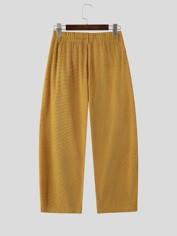 Men's Japanese Streetwear Fold-Over Waist Corduroy Baggy Balloon Pant SKUL79042
