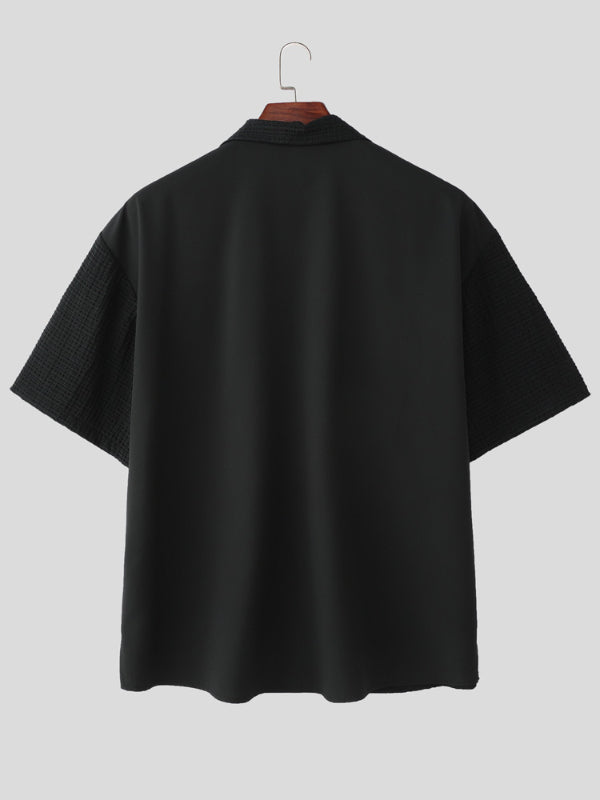 Mens Plaid Textured Short-Sleeve Shirt SKUL15390