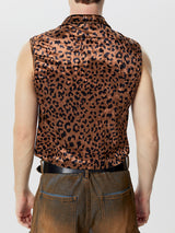 Mens Leopard Print Straps Sleeveless Crop Tops SKUK58193