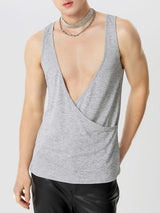 Mens Deconstructed Cross Solid Color Tank SKUK68468