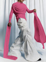 Men's Solid Color Pleated Flutter Sleeve T-shirt SKUL51898