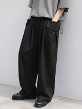 Men's Japanese Workwear City Walk Pleated Waist Flap Pocket Balloon Wide-Leg Pant SKUL85258