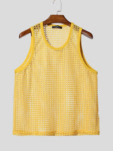 Men's Summer Poolside Beach Crochet Fishnet Knit Tank SKUL69684