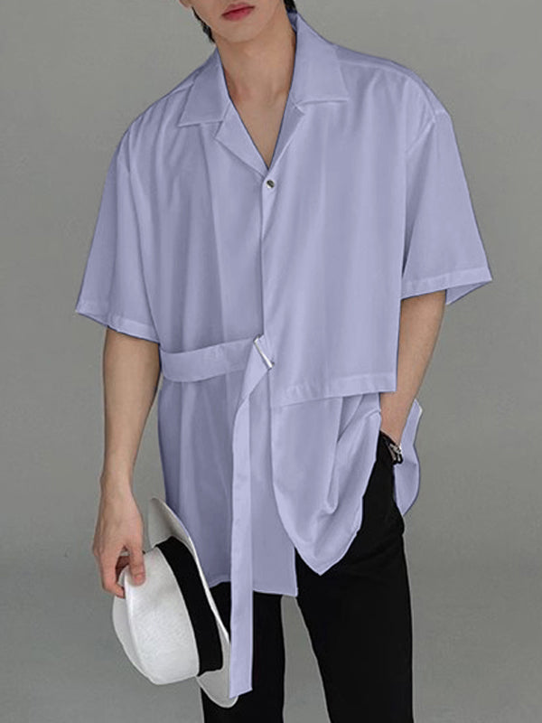 Mens Casual Solid Color Short-Sleeve Shirt SKUK76231