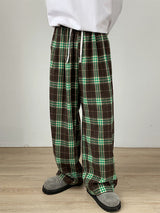 Mens Vintage Plaid Contrast Color Wide Leg Pant SKUK76312