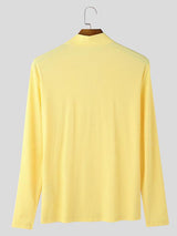 Mens Solid Color Textured Long Sleeve T-Shirt SKUK97843