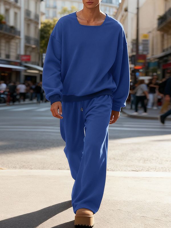 Men's Simple Solid Color Casual Two Pieces Outfit SKUL50057