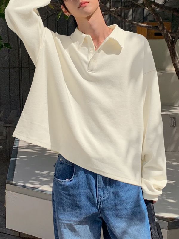 Men's Minimalist Solid Color Long Sleeve Shirt SKUL44026