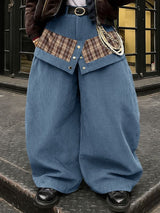 Men's Deconstructed Plaid Patchwork Wide Leg Pant SKUL51756