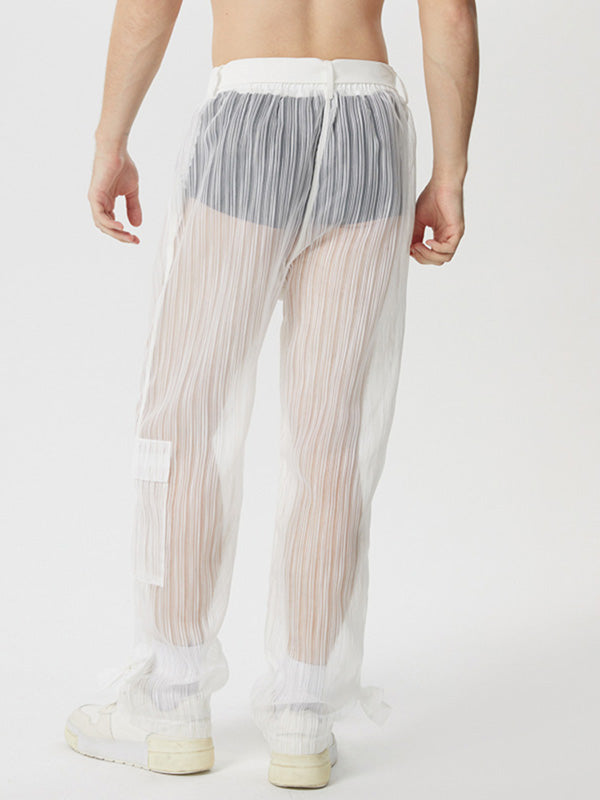 Mens Casual Striped See-Through Pant SKUK62925