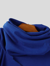 Men's Solid Scarf Neck Long Sleeve T-Shirt SKUL28489