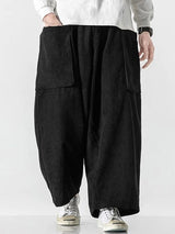 Men's Japanese Vintage City Walk Big Pocket Corduroy Wide-Leg Pant SKUL85230