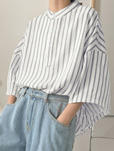Men's Loose Stripe Half Sleeve Shirt SKUL28485