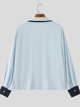 Men's Color Block Long Sleeve Shirt SKUL36481