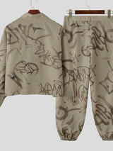 Men's Graffiti Print Contrast Color Two Pieces Outfit SKUL35077