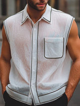 Men's Outline Sheer Sleeveless Shirt SKUL17954