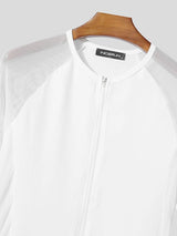 Men's Sheer Mesh Patchwork Short Sleeve Bodysuit SKUL48682