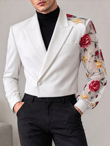 [Pre-order] Men's Avant-Garde Deconstructed Evening Gala Sheer Mesh Rose Embroidered Sleeve Cropped Blazer SKUL89248