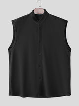 Men's Solid Color Waffle Knit Sleeveless Shirt SKUL22602