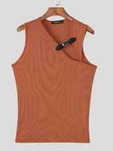 Men's Leather Strap Knit Cropped Tank SKUL51042