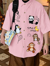 Men's Tie Patchwork Pocket Short Sleeve Shirt SKUL40277