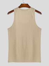 Mens Solid Color Square Neck Sleeveless Tank SKUL06412