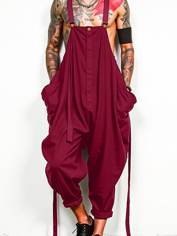 Mens Color-block Loose Sleeveless Jumpsuit SKUL03789