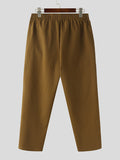 Mens Solid Texture Casual Buckle Waist Pants SKUK51171