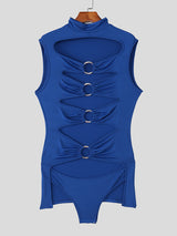 Men's Solid Color Cutout Slim Fit Bodysuit SKUL18647