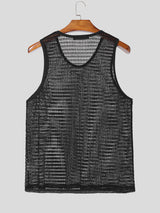 Men's Solid Color Hollow Mesh Casual Tank SKUL19718