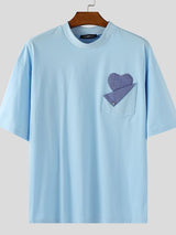 Men's Heart Patch Pocket Short Sleeve T-Shirt SKUL38086