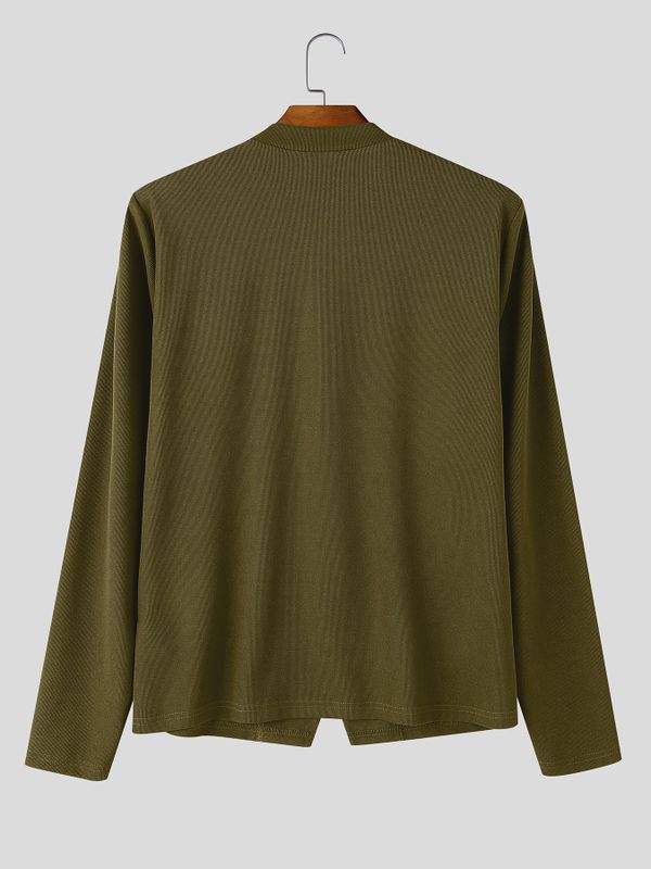 Men's Smart Casual Commute Collarless Knit Cardigan SKUL79229