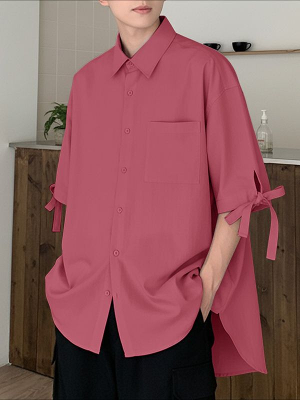 Men's Bow Tie Half Sleeve Shirt SKUL39894