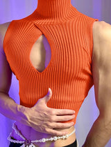 Men's Knit Textured Hollow Cropped Tank SKUL52631