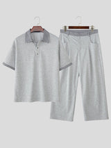 Men's Plaid Lapel Casual Two Pieces Outfit SKUL30290