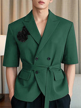 Mens 3D Flower Patchwork Short Sleeve Blazer SKUL02050