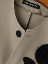 Men's Avant-Garde Chic Evening Gala 3D Rose Flower Slit Cape Sleeve Collarless Blazer SKUL86007