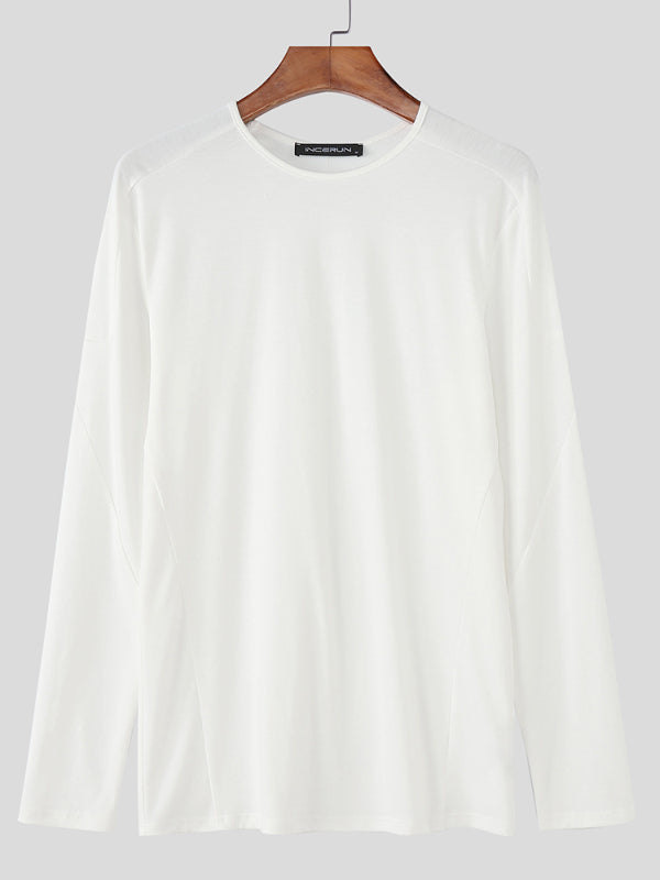 Men's Solid Knit Base Layer Long Sleeve T-Shirt SKUL23683