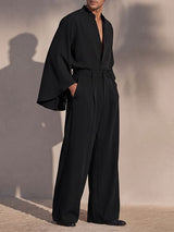 Men's Zen Minimalist Art Gallery Cape Flare Sleeve Two Pieces Outfit SKUL85514