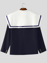 Men's Colorblock Sailor Collar Long Sleeve Jacket SKUL27430