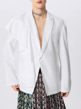 Mens Ruffle Trim Design Long Sleeve Blazer SKUK72663