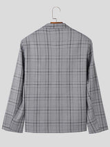 Mens Minimalist Plaid Long-Sleeve Blazer SKUK74055