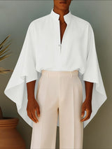 Men's Solid Color Stand Collar 3/4 Length Sleeve Shirt SKUL41045