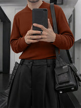 Men's Solid Color Knitted Long Sleeve Sweater SKUL39024