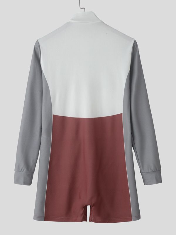 Men's Number Print Zip Long Sleeve Bodysuit SKUL31985