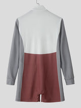 Men's Number Print Zip Long Sleeve Bodysuit SKUL31985