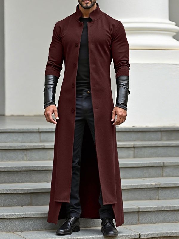 Men's Colorblock Stand Collar Long Sleeve Cardigan SKUL33853