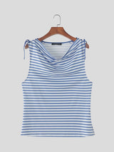 Men's High Street Striped Cowl Neck Shoulder Tie Tank SKUL66113