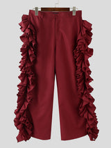 Men's Ruffle Trim Patchwork Casual Pant SKUL22568